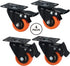 2" Caster Wheels - Orange Polyurethane Castors, Set of 4 Locking Casters for Furniture and Workbench