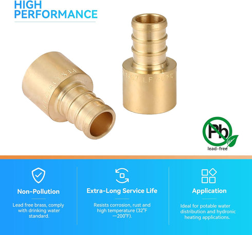 (Pack of 25) 1/2 x 1/2 Inch PEX Female Sweat Adapter, Brass Copper PEX Fitting Adapters, Stress Corrosion Cracking