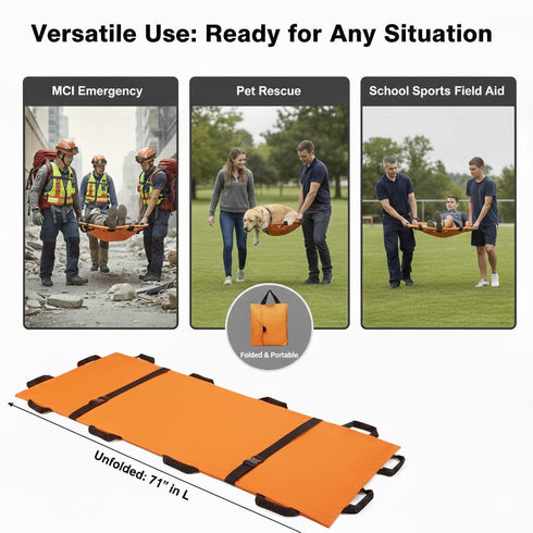 12 400lbs Portable Transport Stretcher with Rubber Handles & Carrying Bag Dog Stretcher & Gurney, Patient Animal Mover