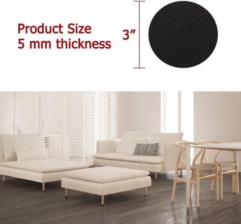 Yelanon Non Slip Furniture Pads, 16pcs 3" Furniture Grippers for Furniture Legs, Anti Slide Protectors for Hardwood