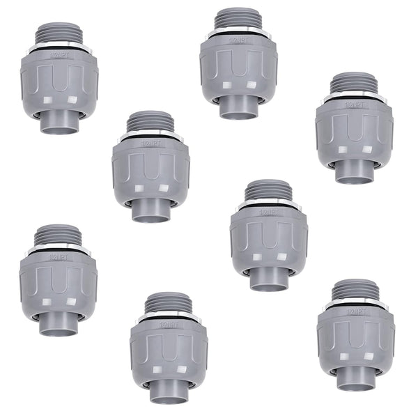 1/2 Liquid Tight Connector, Yolleach Flexible Nonmetallic Electrical Conduit Connector, UL Listed (8)