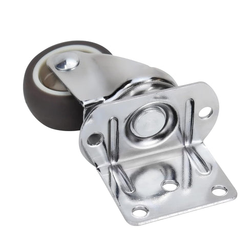 Side Mount Casters Set of 4 with Brake, 1.25 Inch L-Shape TPR Plate Casters for Furniture, Baby Bed, and More