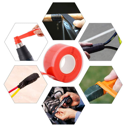 Self-Fusing Silicone Fusional Repair Tape - Multi-Purpose Soft Rubber Strip for Leak Seal Repair - 3m x 25mm x 0.5mm -