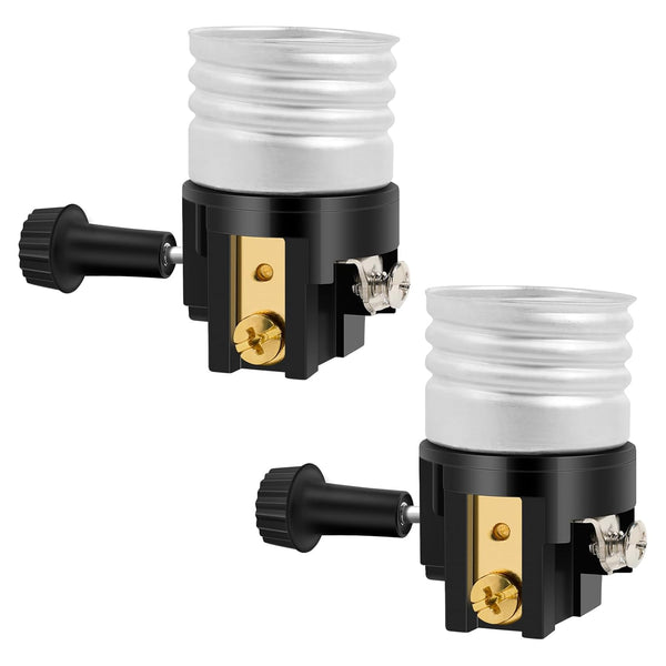 UL Listed E26 Light Socket, Baocuz Replacement with ON/Off Switch Knob, 2 Pack for Table Lamp, Floor Lamp