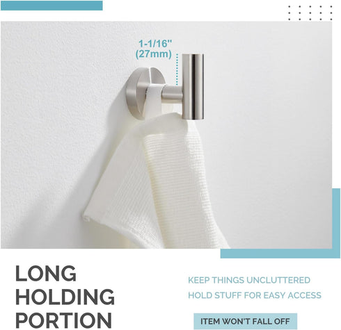 Angle Simple Robe Towel Hook, Brushed Nickel SUS304 Stainless Steel Bathroom Towel Holder