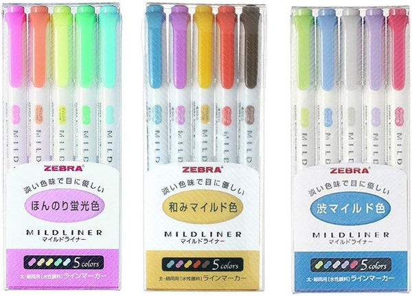 Zebra Mildliner Double-Sided Highlighter, 15 Color Set, Fine/Bold, Mild & Fluorescent, Deep & Warm, Cool & Refined