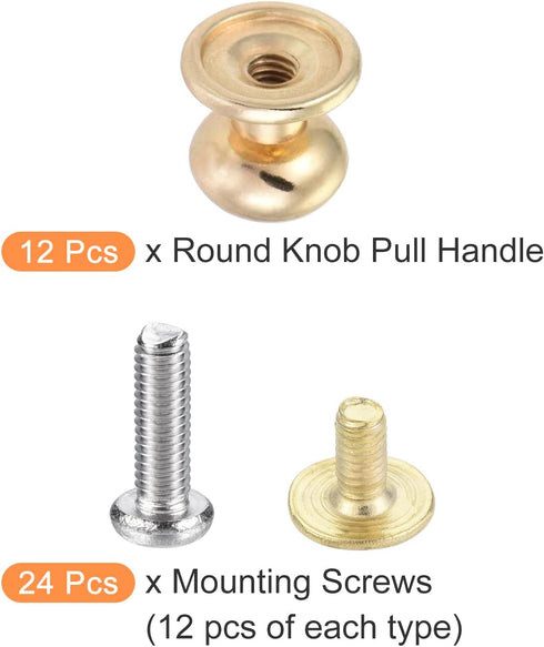 Mini Drawer Pulls, 12Pcs Zinc Alloy Round Knobs with Screws for Home Cabinet Handles