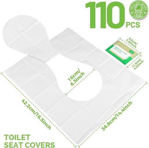 YGDZ Toilet Seat Covers Disposable, 110pcs Flushable Travel Covers for Adults and Kids, Travel Essential