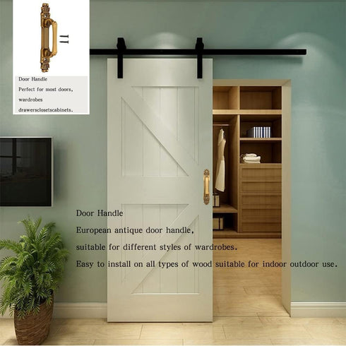 European Style Antique Barn Door Handle, Metal Sliding Door Pull Handle for Cabinet Hardware Accessory