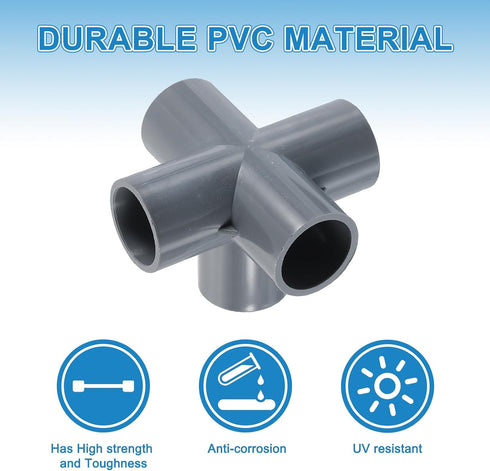 3/4" 6 5 Elbow Elbow uxcell PVC Fittings, Pcs Way Connector PVC Furniture Fittings Corner Fitting for Water Supplies