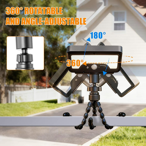 360 Solar Lights,Outdoor Solar Motion-Activated Light with Flexible Octopus Tripod Can be Wrapped Around Tree