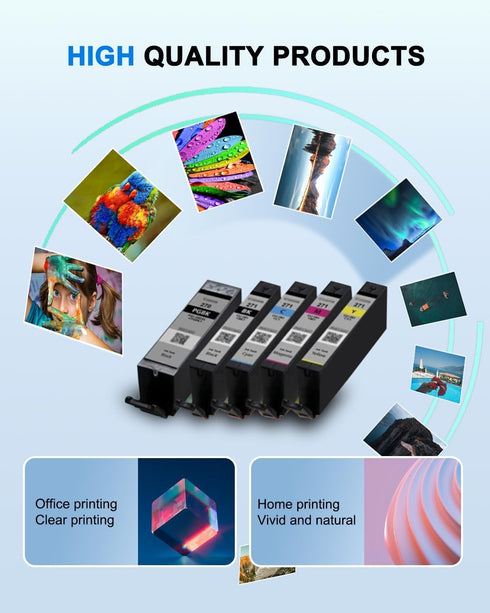 PGI-270XL CLI-271XL High Yield Ink Cartridge Value Pack (6 Pack) Compatible for Canon 270 271 Printers