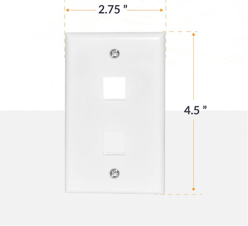 2-Port QP2-WH-01, RJ45 Newhouse Hardware Keystone Jack Wall Plate White Ethernet Outlet Cover Wall Plate for Coaxial