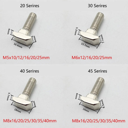 T Bolt Set Screw Bolt Fastener Tool for T-Slotted Aluminum Extrusion, Nickel Plated Carbon Steel 20 Series M5x20mm (30