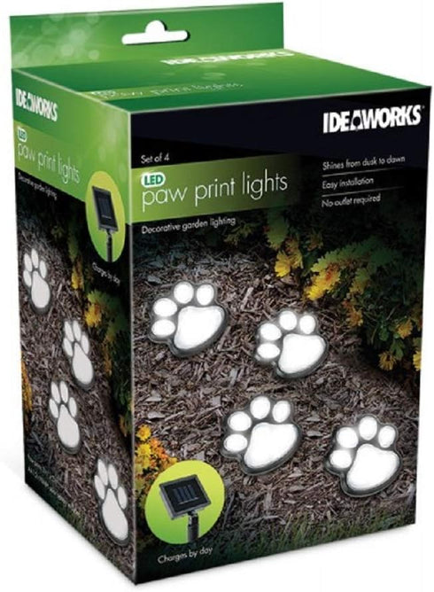 IdeaWorks JB7356 Solar Paw Print Outdoor Lights, Black
