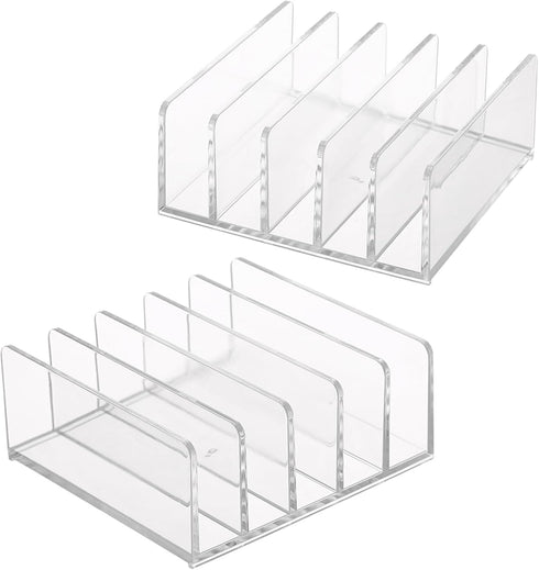 Hipiwe 2-Pack Acrylic File Organizer, 5 Slots Letter Sorter for Sorting Mail & Documents on Desktop