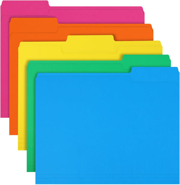 RAZCC 150 Pack File Folder, 1/3 Cut Tab Colored File Folders, Letter Size for Office Classroom Use