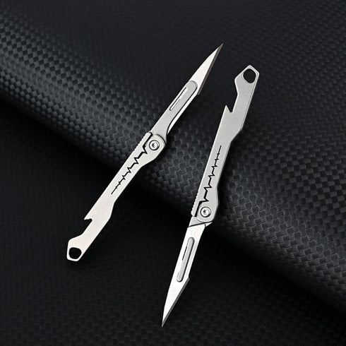 Titanium Alloy Keychain Utility Knife, Small Folding Pocket Knife with Extra 10PCS #11 Blades