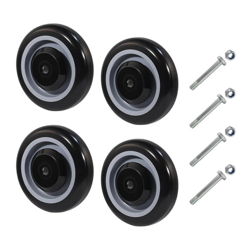 5" Shopping Cart Wheel Replacement Kit, Polyurethane Casters Set of 4, 3/8"