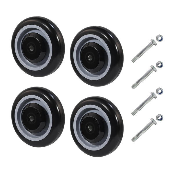 5" Shopping Cart Wheel Replacement Kit, Polyurethane Casters Set of 4, 3/8"