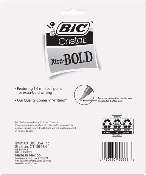 BIC Cristal Xtra Bold Fashion Ballpoint Pens, 240 Pack, NEW ASSORTED COLORS, Medium Point 1.6mm