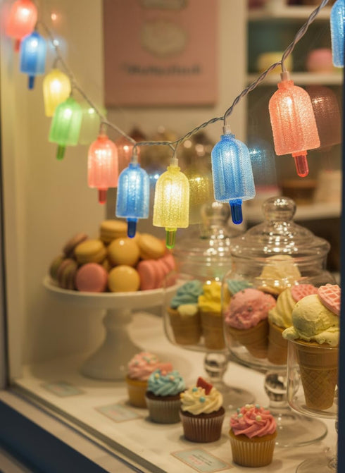10 10 Bulbs, Summer LED Popsicle String Lights, Multicolor Ice Cream with Mini LED Indoor Outdoor Plug in Fairy Lights