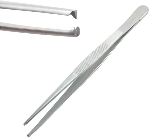 Dissecting Tissue Tweezers 6" (15.24 cm) Blunt 1x2 Rat Tooth Straight Stainless Steel Forceps