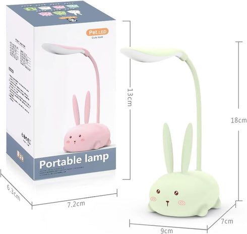 LED Desk Lamp, Mini Cat Night Light, Portable USB Rechargeable Reading Light for Children's Bedroom, Foldable (Green)