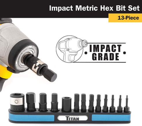 Titan Tools 16038 13-Piece Metric Impact Grade Hex Bit Set