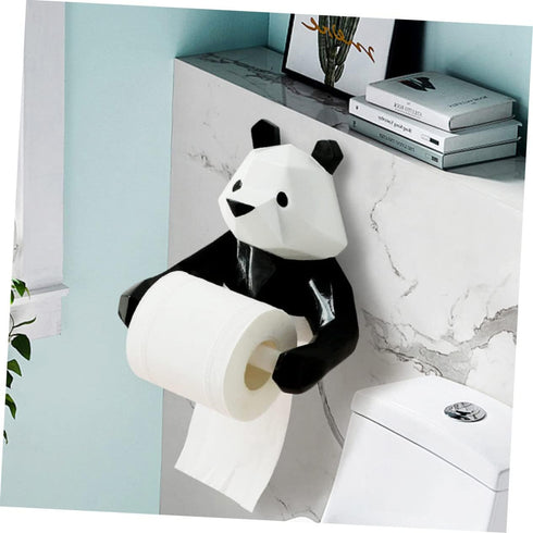 DIYEAH Panda Paper Holder Wall-Mounted No-Drill Design Resin Towel Rack for Bathroom and Kitchen Easy Installation