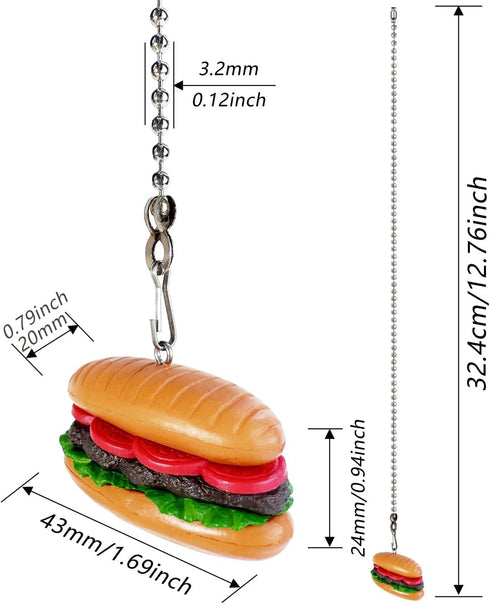 OMYZERO 12 Inch Ceiling Fan Pull Chain - Big Hamburg Ceiling Fan Pull Chain Extender with Ball Chain Connector,Pull