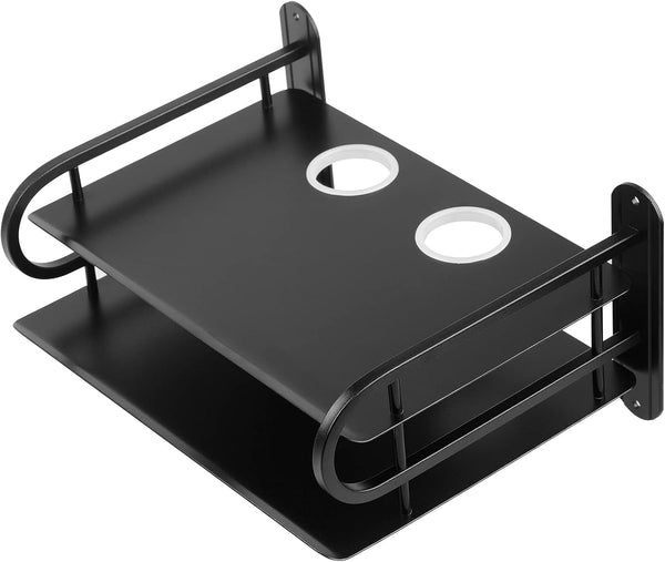 Fubeasi Z-Color Black Metal Double Wireless WiFi Router Storage Box/TV Set Box Shelf