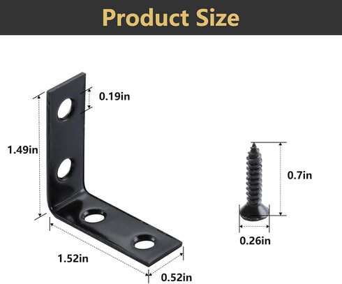 HOME MASTER HARDWARE 40pcs L Bracket Corner Brace Sets, Stainless Steel Right Angle Bracket for Shelves with Screws,