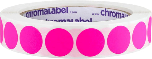 ChromaLabel 0.75 Inch Round Label Removable Color Code Dot Stickers, 1000 Labels per Roll, Fluorescent Pink