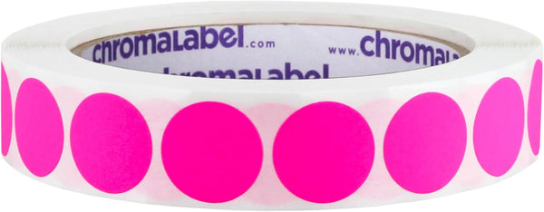 ChromaLabel 0.75 Inch Round Label Removable Color Code Dot Stickers, 1000 Labels per Roll, Fluorescent Pink