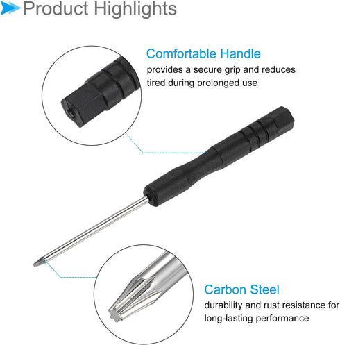 Mini Torx Screwdriver T2 Size, 80mm Length, Carbon Steel Small 6 Point Screwdrivers, 2-Pieces