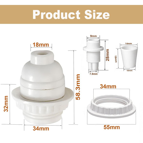 Socket,3 Pack E26 E27 Phenolic Medium Base Light TWDRTDD White Period Style Edison Retro Pendant Lamp Holder