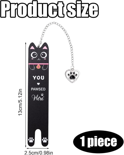 Penitue 3) Cat Bookmark, Zinc Alloy Funny Black Kitten Shaped Book Mark with Kitty Paw Mark Pendant Cute Reading