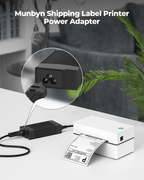 MUNBYN AC Adapter 24V 2.0A Power Supply - Black Power Adapter for P941, P130, 129B Label Printers