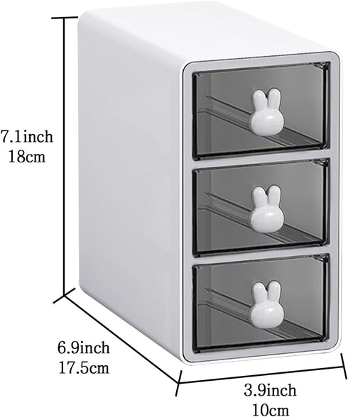 Stackable Desktop Storage Box with 3 Drawers, Transparent Cosmetic Storage Box for Office Desk