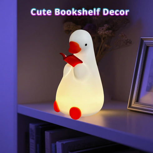 AVEKI Goose Reading Light, Soft Squishy Silicone Duck Night Light for Kids Baby Toddler, Rechargeable LED Touch Lamp