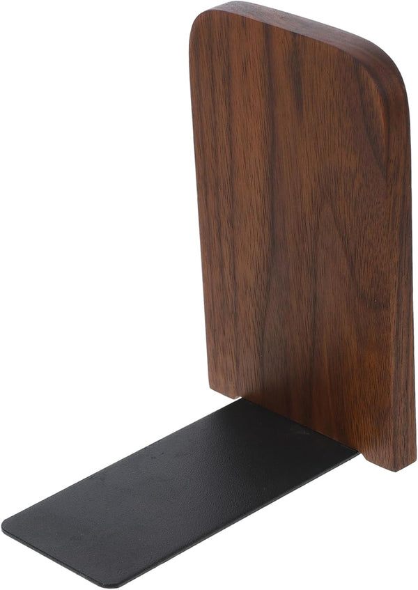 Angoily Bookend for Desk Organization Decorative Book Holder for Office Home Walnut