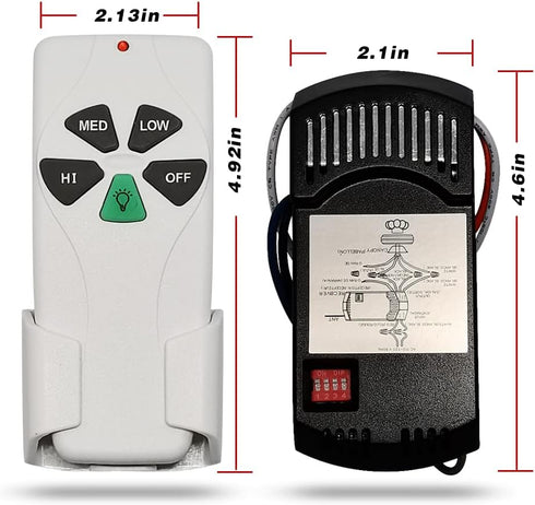 COREBAY 3-Speed, Dimmer, FAN-53T 2AAZPFAN-53T FAN-11T KUJCE9103 UC7030T Universal Ceiling Fan Remote Control Kit