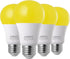 EDISHINE Dusk to Dawn Bug Light Bulbs Outdoor, 2000K Amber Glow, Automatic On/Off, 600LM, 9W (60W Equivalent), E26