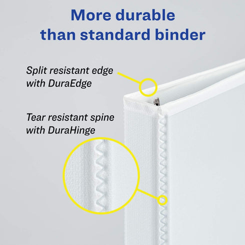 Avery Durable View 3 Ring Binder - 3 Inch Slant Rings, 4 White Binders (17030)