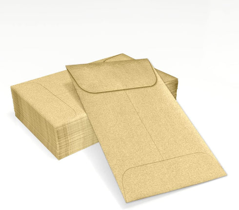 LUXPaper #1 Coin Envelopes | 50 Qty | 2 1/4" x 3 1/2" | Blonde Metallic | 80lb. Text