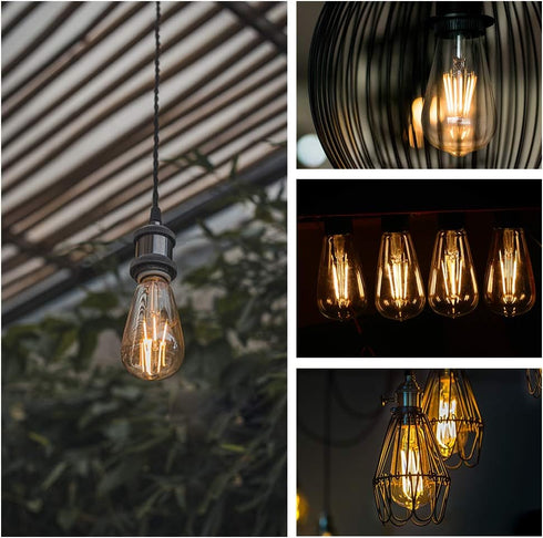 Energetic ST19 Vintage LED Edison Bulbs, 60 Watt Equivalent, Daylight 5000K, CRI 95+, E26 Standard Base, 4 Pack