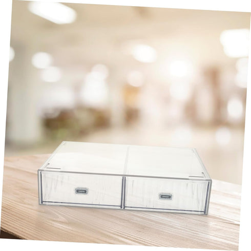 Small Plastic Storage Bin with Drawers, Stackable Organizer for Desk Accessories, Stationery, Office Supplies