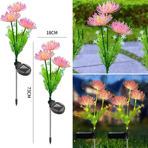 2 Packs of LED Solar Flower Decorative Lights, 2-Mode Outdoor Courtyard Atmosphere Lights, Wireless Waterproof Garden
