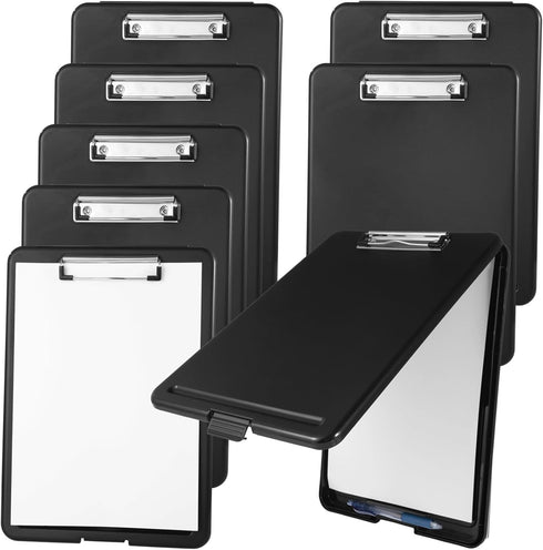 8 Pcs Clipboards with Storage - 9.4 x 13.4 Plastic Nursing Clip